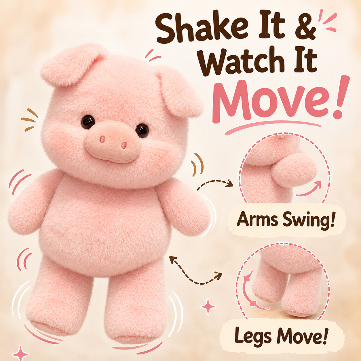 Cute Running Pig Stuffed Animal