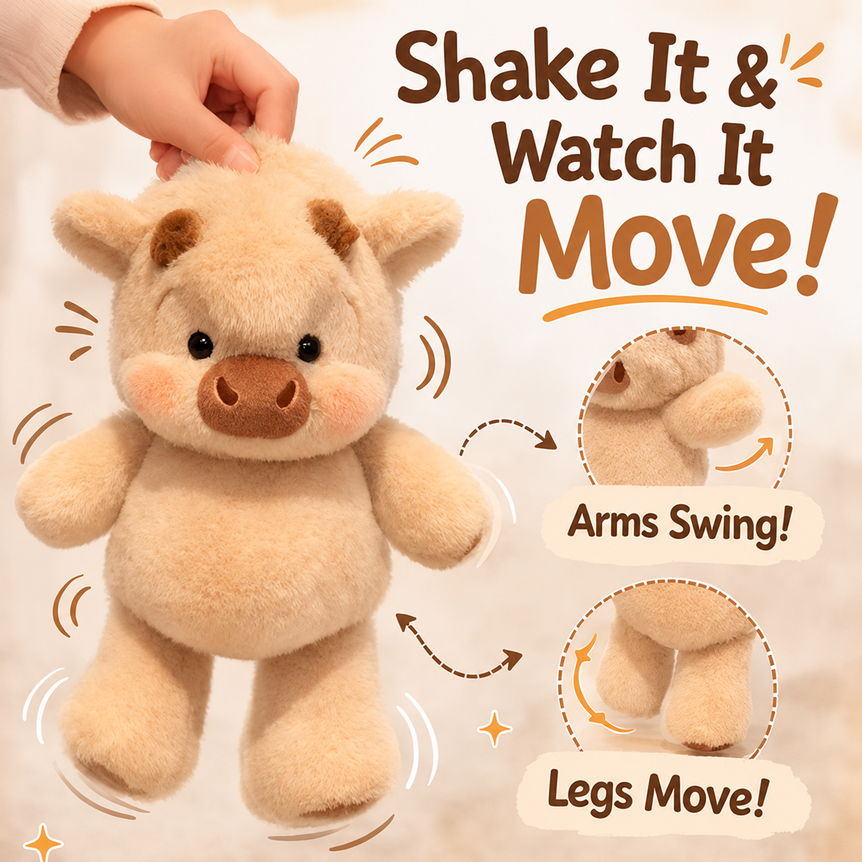 Cute Running Scottish Highland Cow Stuffed Animal