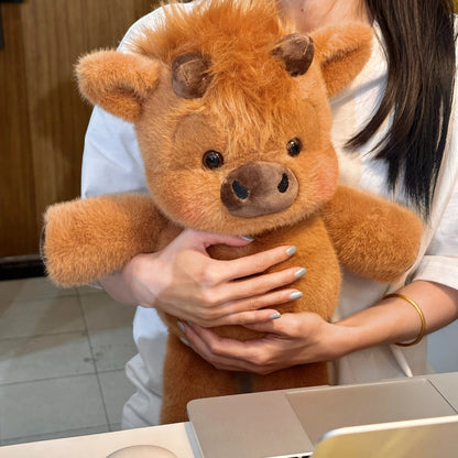 Cute Running Scottish Highland Cow Stuffed Animal